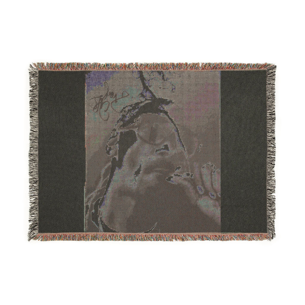 Woven Blanket — Retro Smoke Portrait Throw Blanket
