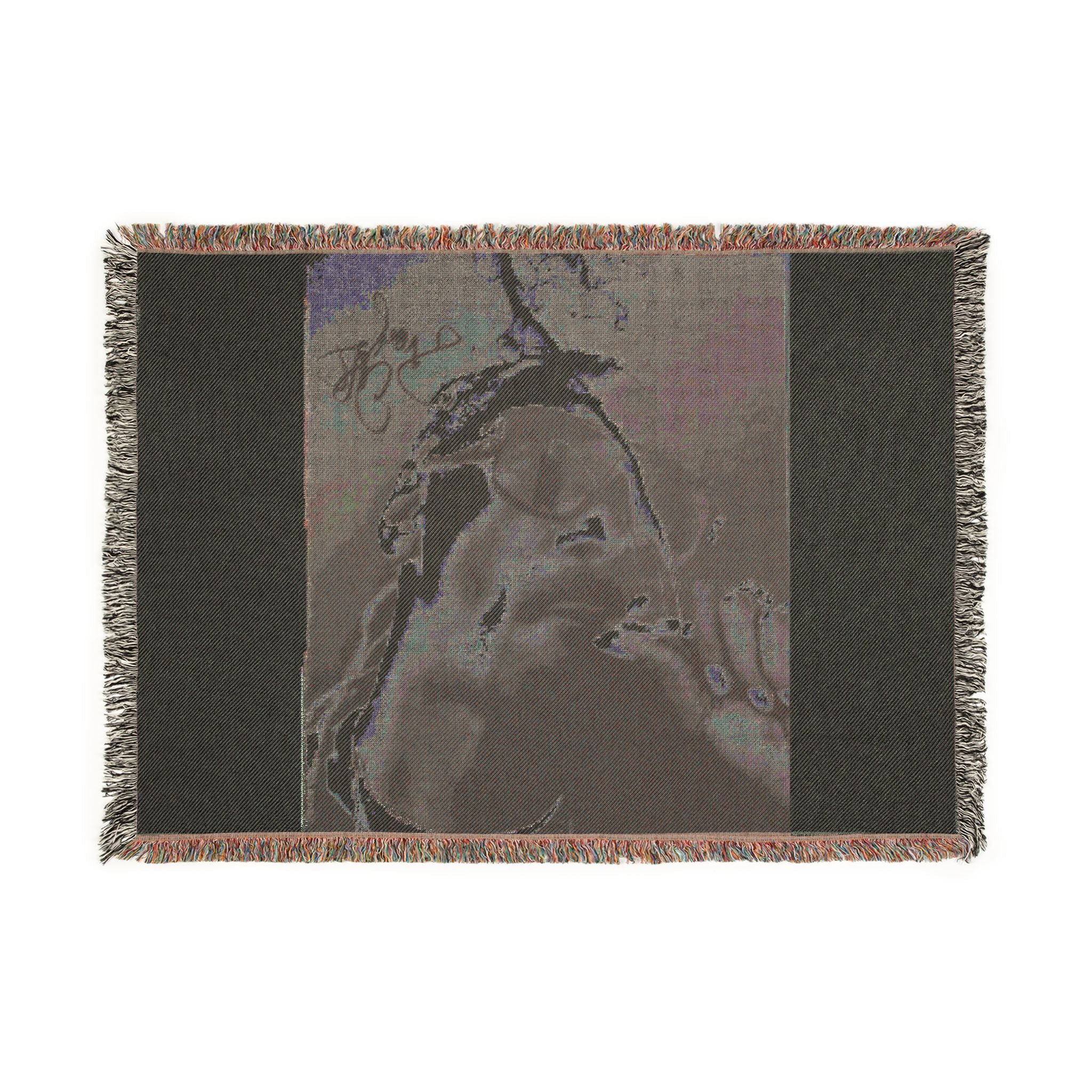 Woven Blanket — Retro Smoke Portrait Throw Blanket