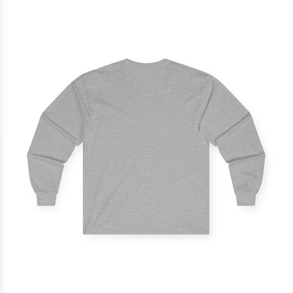 Long Sleeve Tee — Black Square Photo Smoke Graphic with Small Text