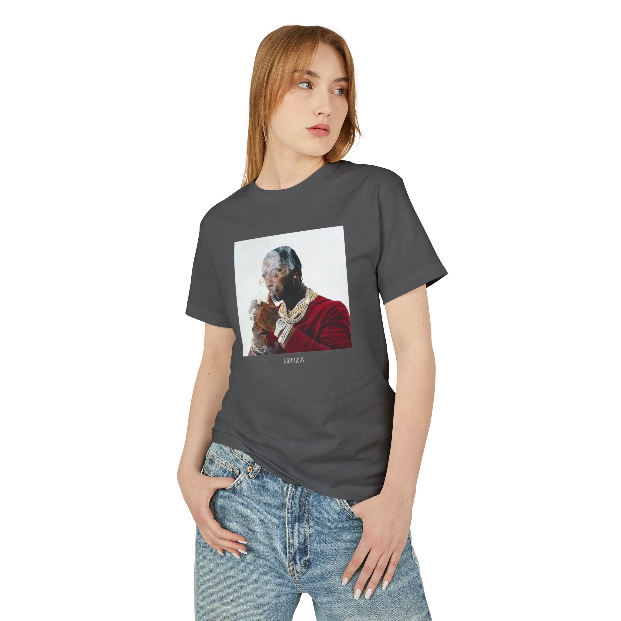 Vintage Portrait Graphic Tee — Smoky Portrait Print Cotton T‑Shirt