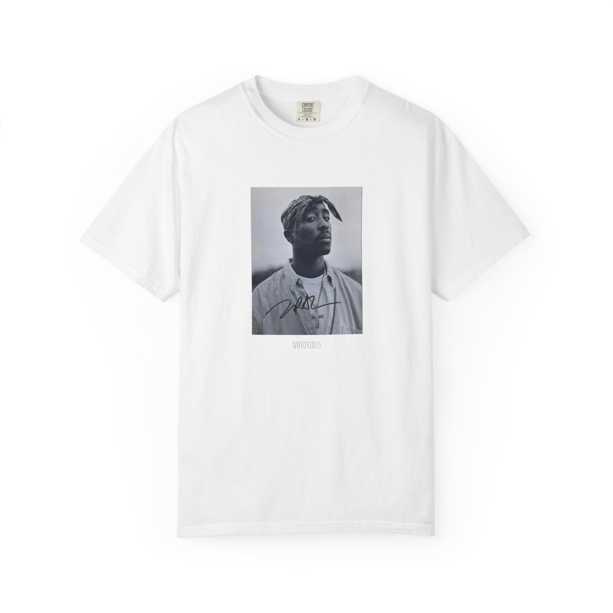 T-Shirt — Vintage Black & White Portrait Photo Tee with Signature Print