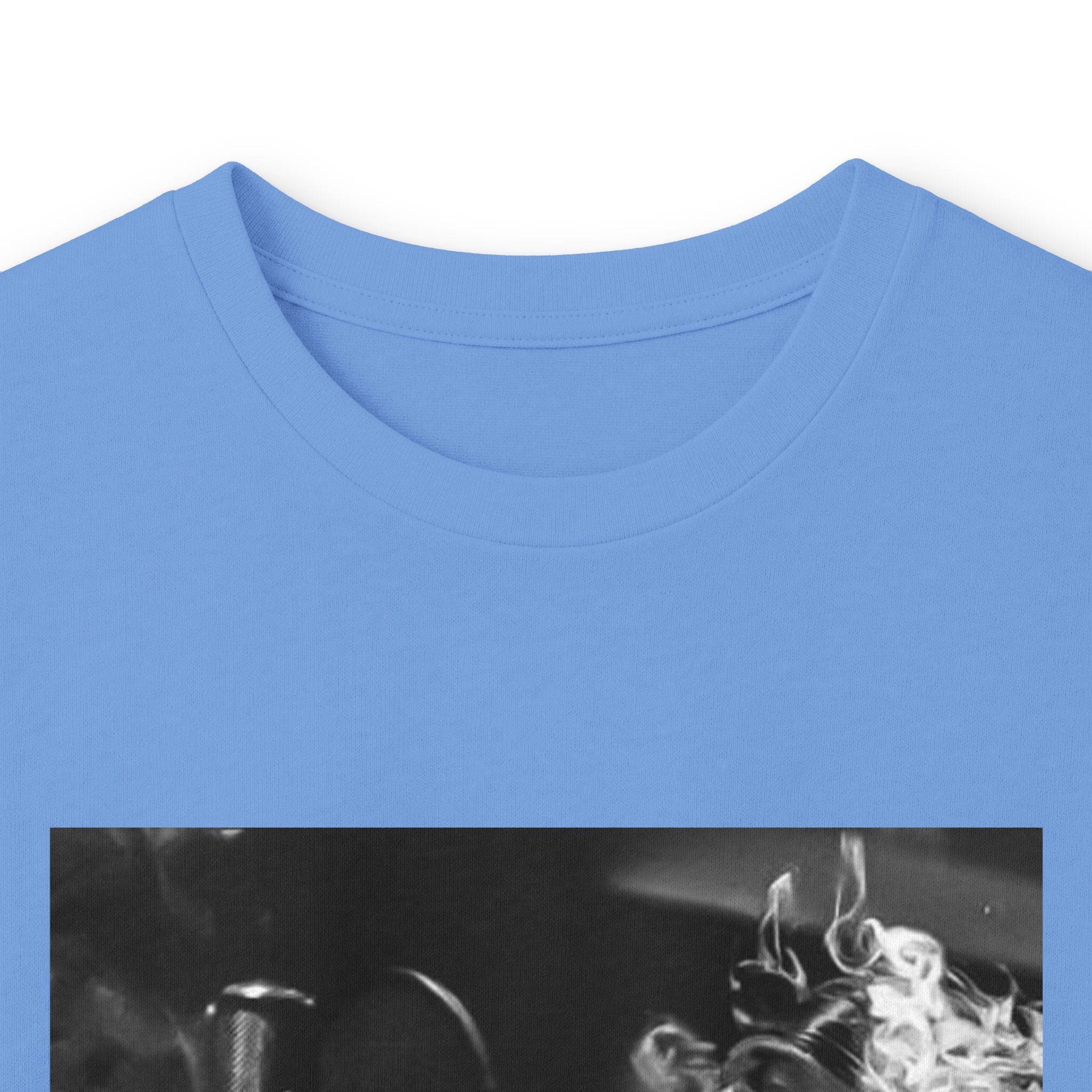 Long Sleeve Tee — Black Square Photo Smoke Graphic with Small Text