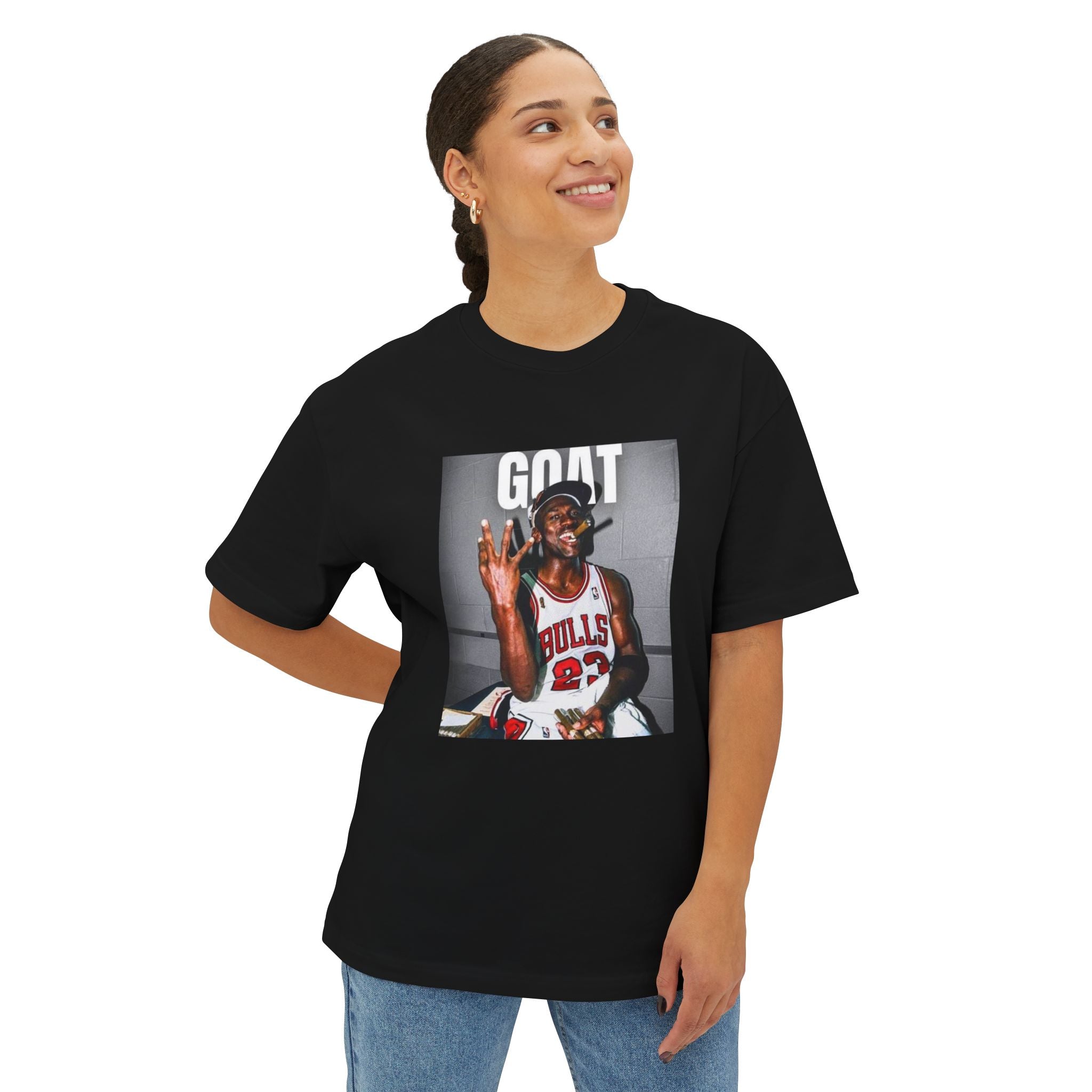 GOAT Michael Jordan Photo Tee — Retro Bulls Basketball Graphic T-Shirt