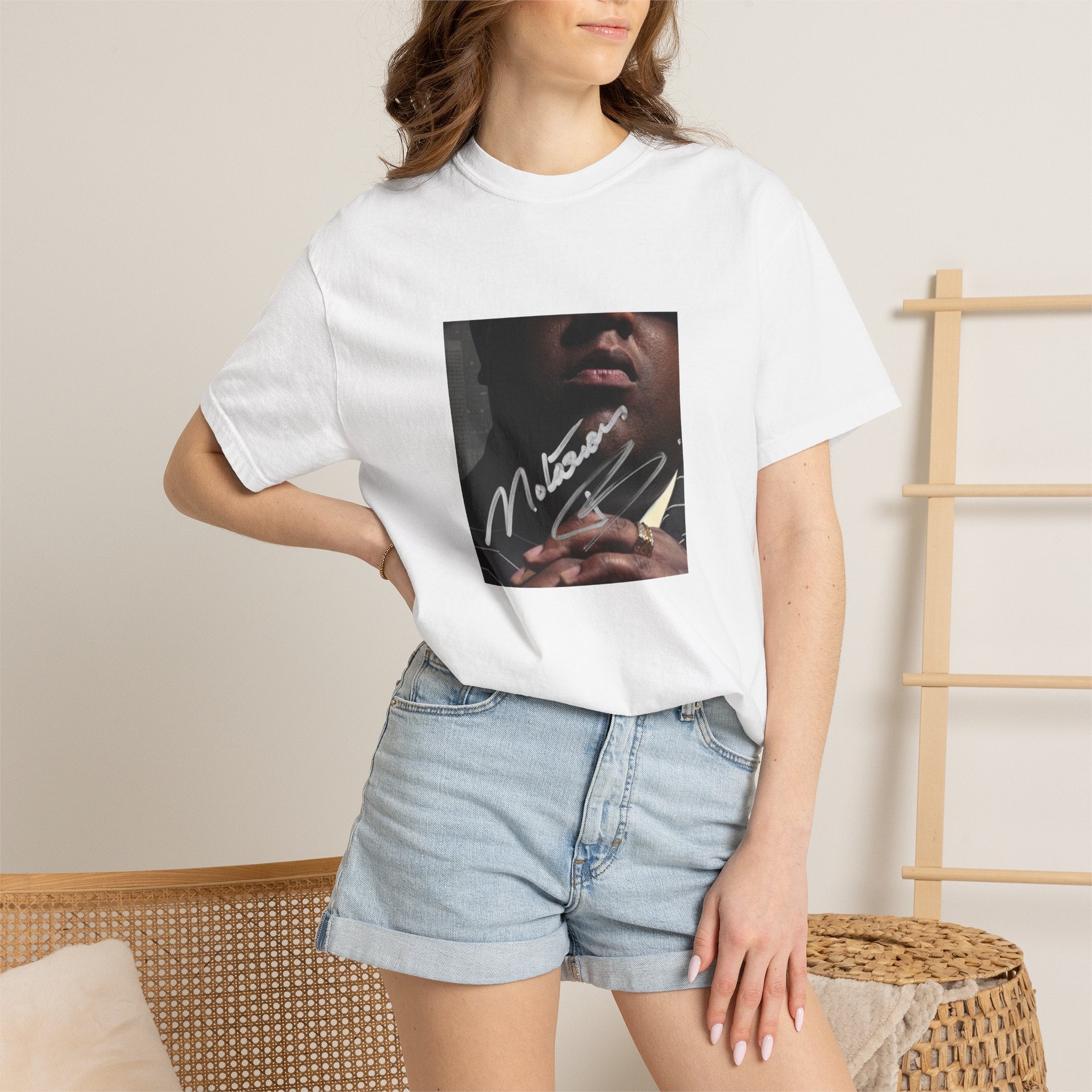Notorious Square Photo Tee — Moody Portrait Drop