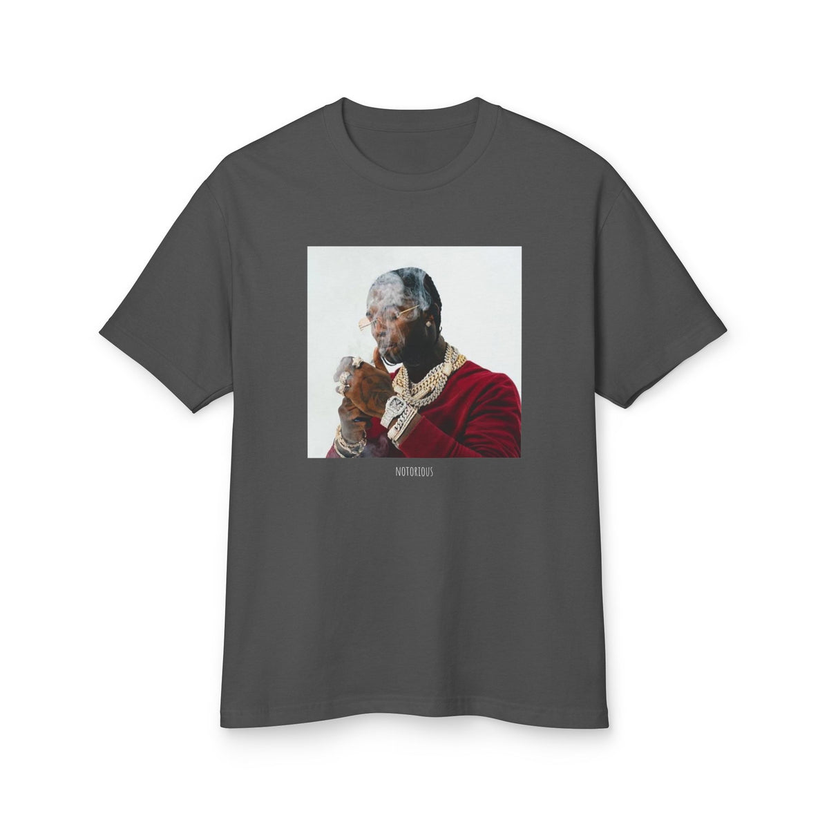 Vintage Portrait Graphic Tee — Smoky Portrait Print Cotton T‑Shirt