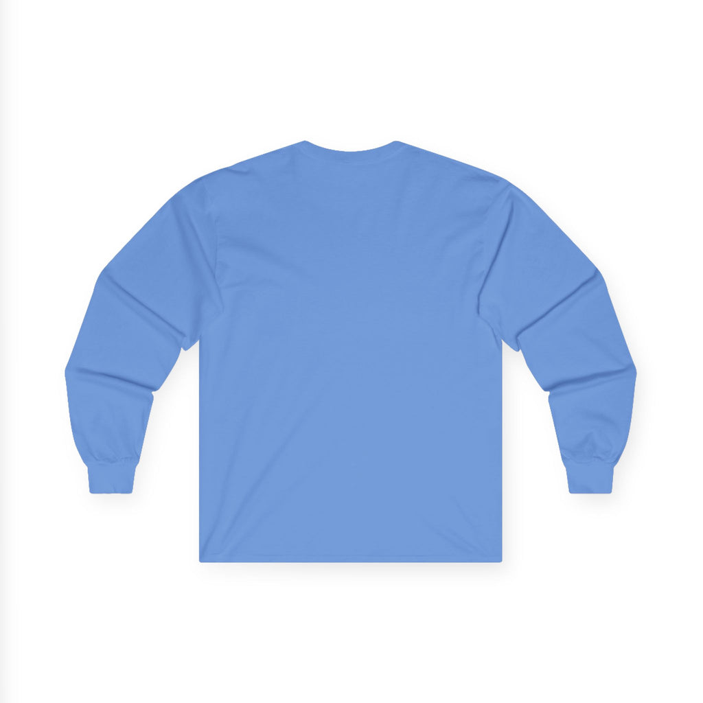 Long Sleeve Tee — Black Square Photo Smoke Graphic with Small Text