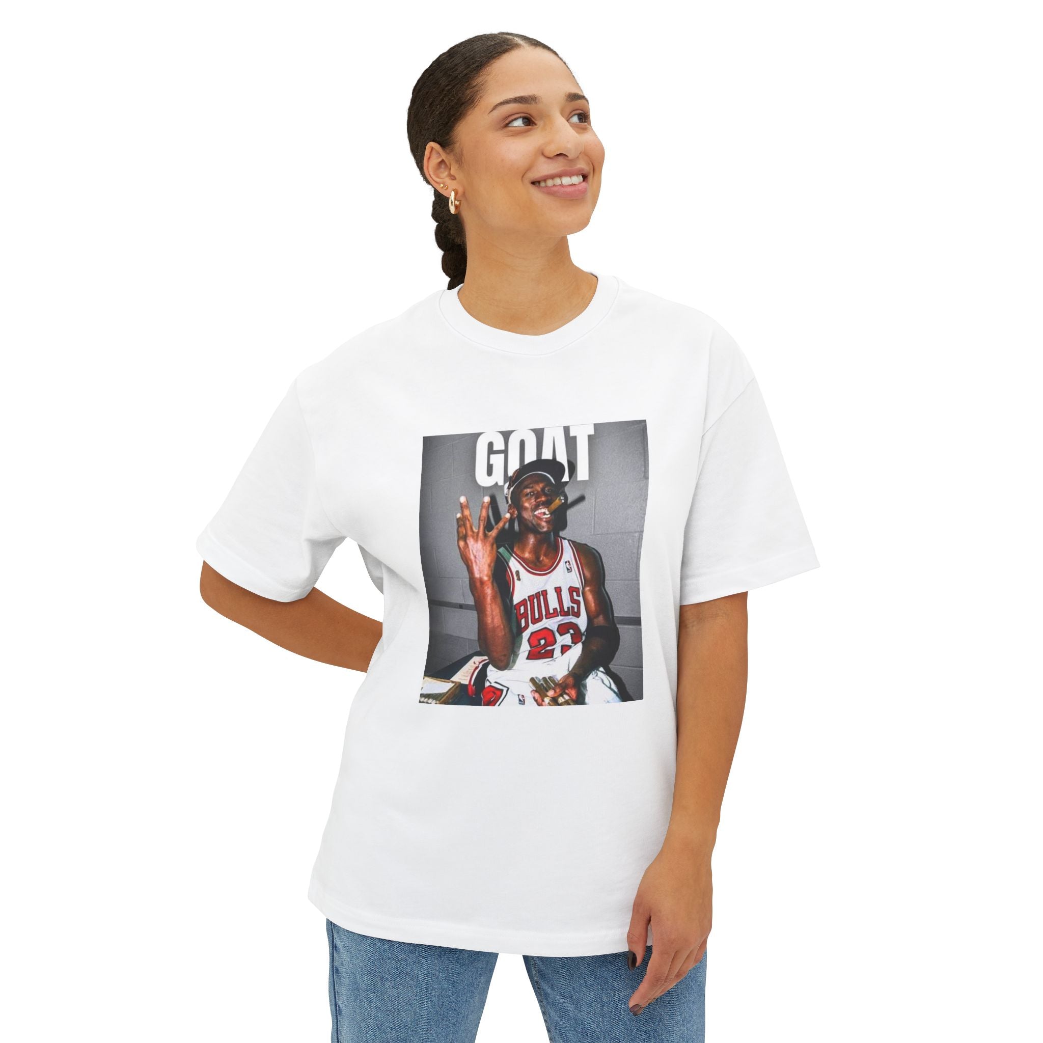GOAT Michael Jordan Photo Tee — Retro Bulls Basketball Graphic T-Shirt
