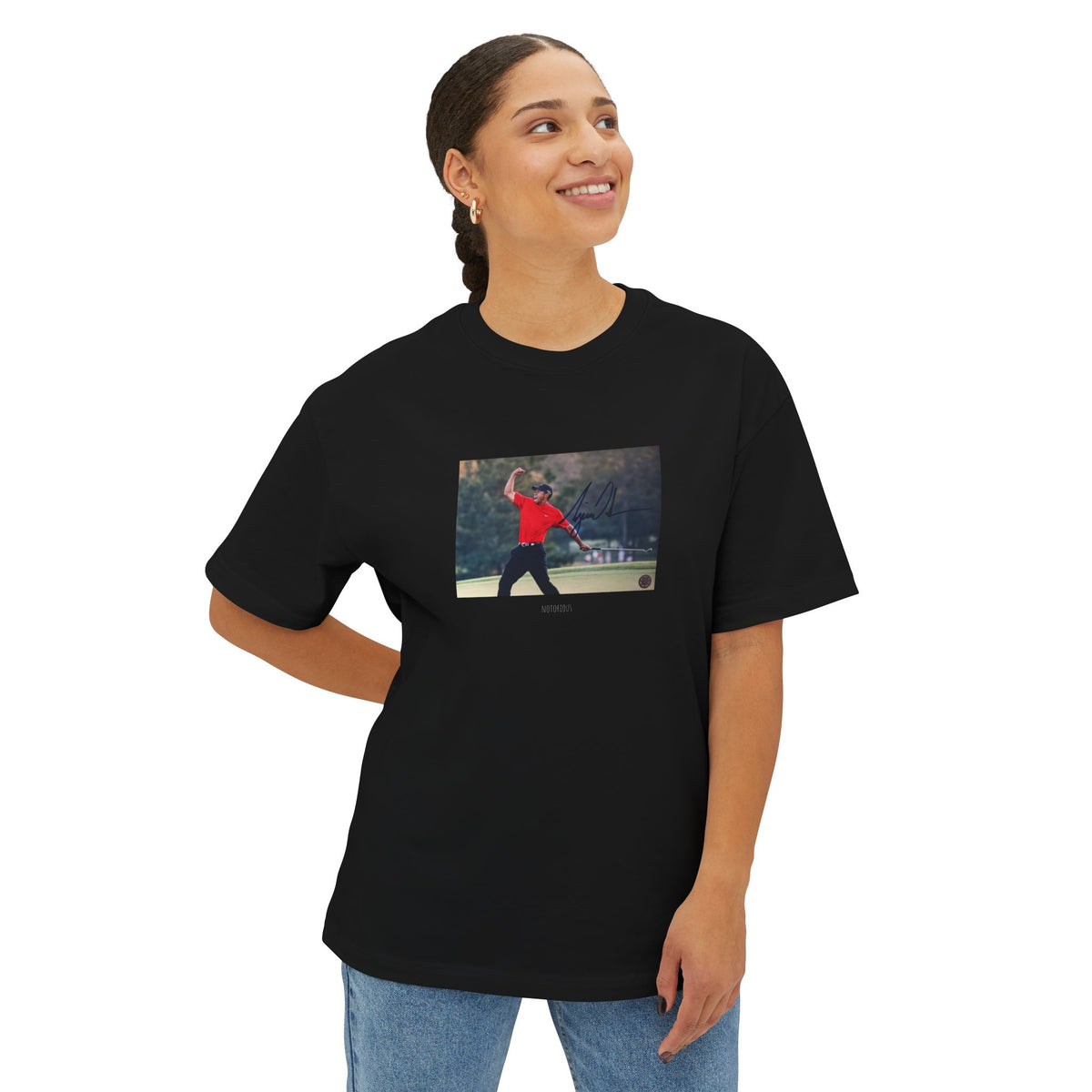 Golfer Graphic Tee — Vintage Swing Photo Oversized T‑Shirt