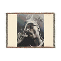 Woven Blanket — Retro Smoke Portrait Throw Blanket